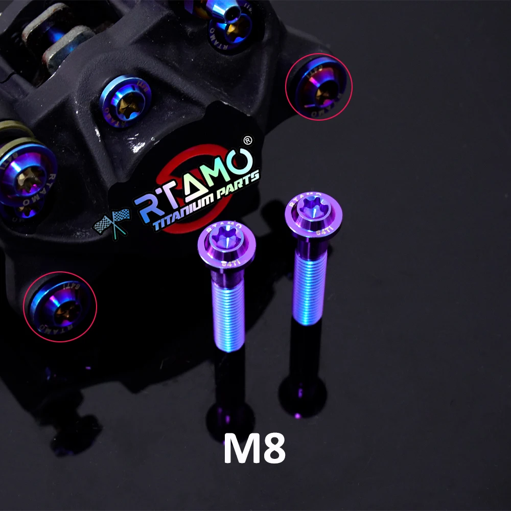 

RTAMO Titanium Bolt M8X40mm OD14 Hot Forged UFO Head Screw for Brembo P2.34E P4-40R Caliper