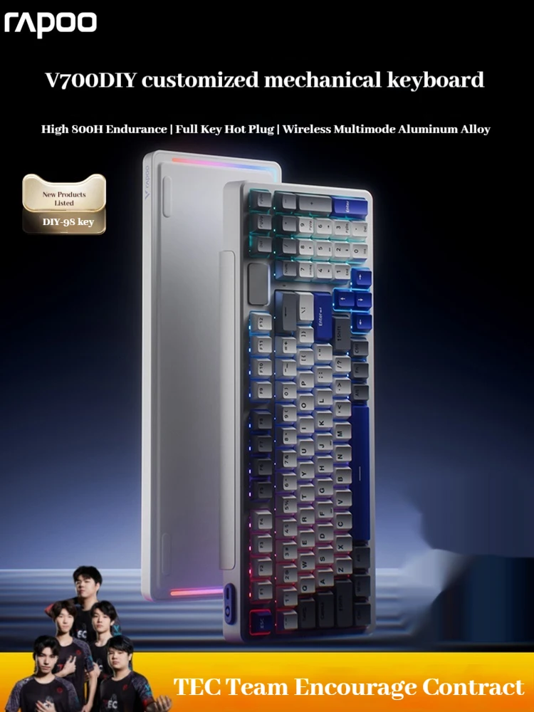 Klawiatura mechaniczna RAPOO V700DIY Tri-mode Wireless Hot Swap Gasket Structure Ergonomics Esports Gaming Keyboard Pc Accessory