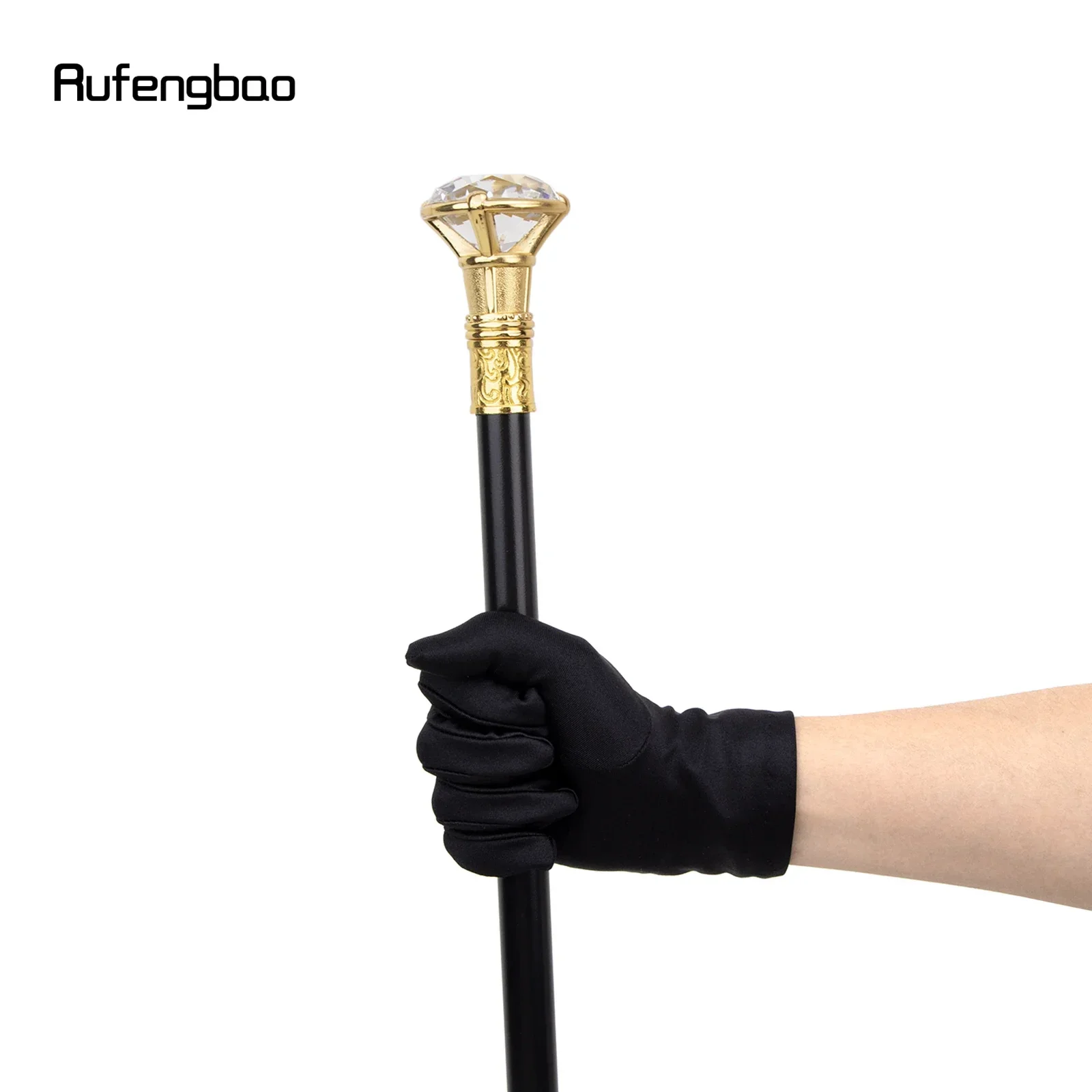 Golden Diamond Type Walking Cane Fashion Decorative Walking Stick Gentleman Elegant Cosplay Cane Knob Crosier 93cm