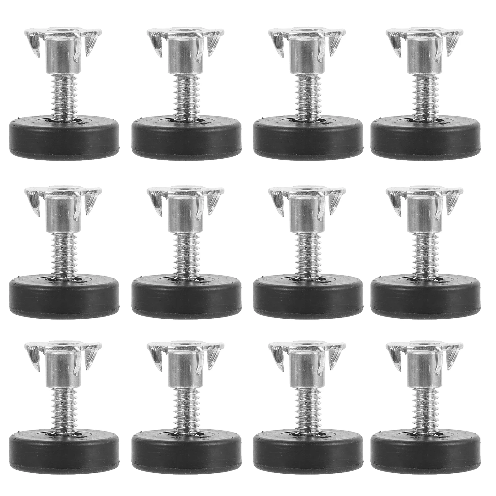 12 Pcs Adjustable Sofa Furniture Balance Feet with Square Nut Threaded Foot Pads Chairs Levelers Leveling