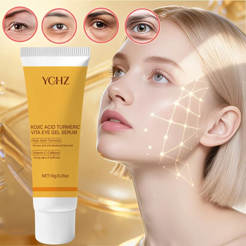 Crème éclaircissante instantanée pour les yeux au curcuma et à l'acide kojique, hydratation intense, rend la peau autour des yeux plus élastique, adieu la terne et la sécheresse, soin des yeux, convient aux cernes et a