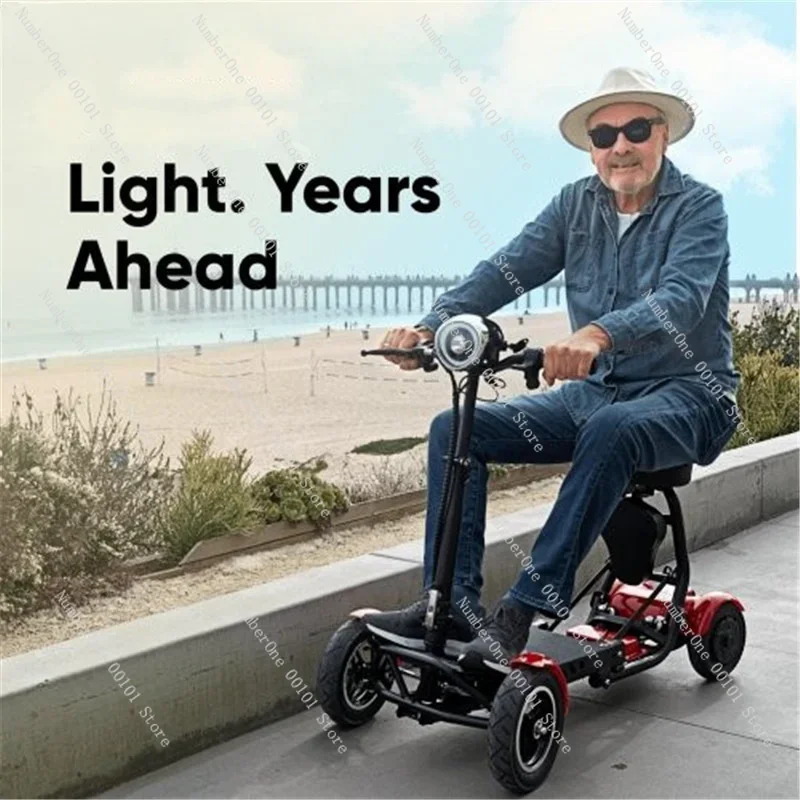 Foldable Four Wheel Electric Scooter for Old People Seniors Travel Folding Mobility Scooter 4 Wheels 250W Dual Motor Protable