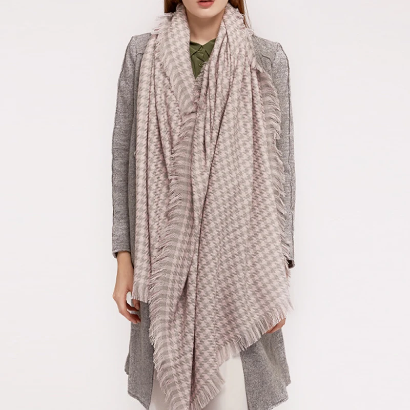 

Women Autumn Winter Scarf Lady Wool Feeling Muffler Spring Fall Large Blanket Swallow Gird Shawl Soft Warm Houndstooth Wrap