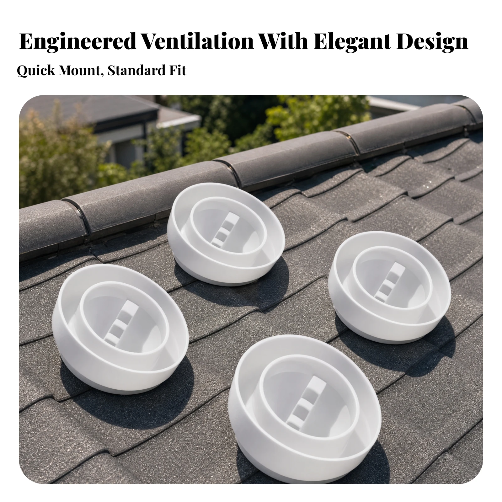 4 Pieces PVC Roof Flue Vent Cap Sturdy Roof Vent Cap with Hemispherical Dome Air Movement-Friendly Easy to Install