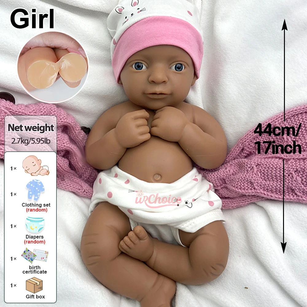شفاء السيليكون ولد من جديد طفل 44 سم فتح فم فتاة كاملة ناعمة الجسم وزن دمية لأولئك الذين يتعاملون مع فقدان الرضع أو العقم