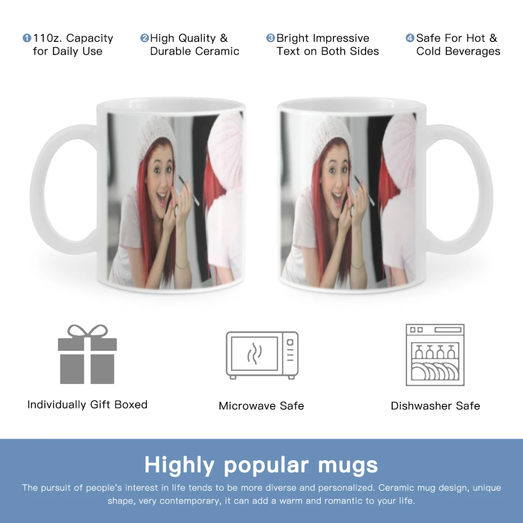 Belle tasse en céramique Ariana G-Grande, tasse à café, tasse à démontrent d'avoine, tasse de petit déjeuner, personnalité créative