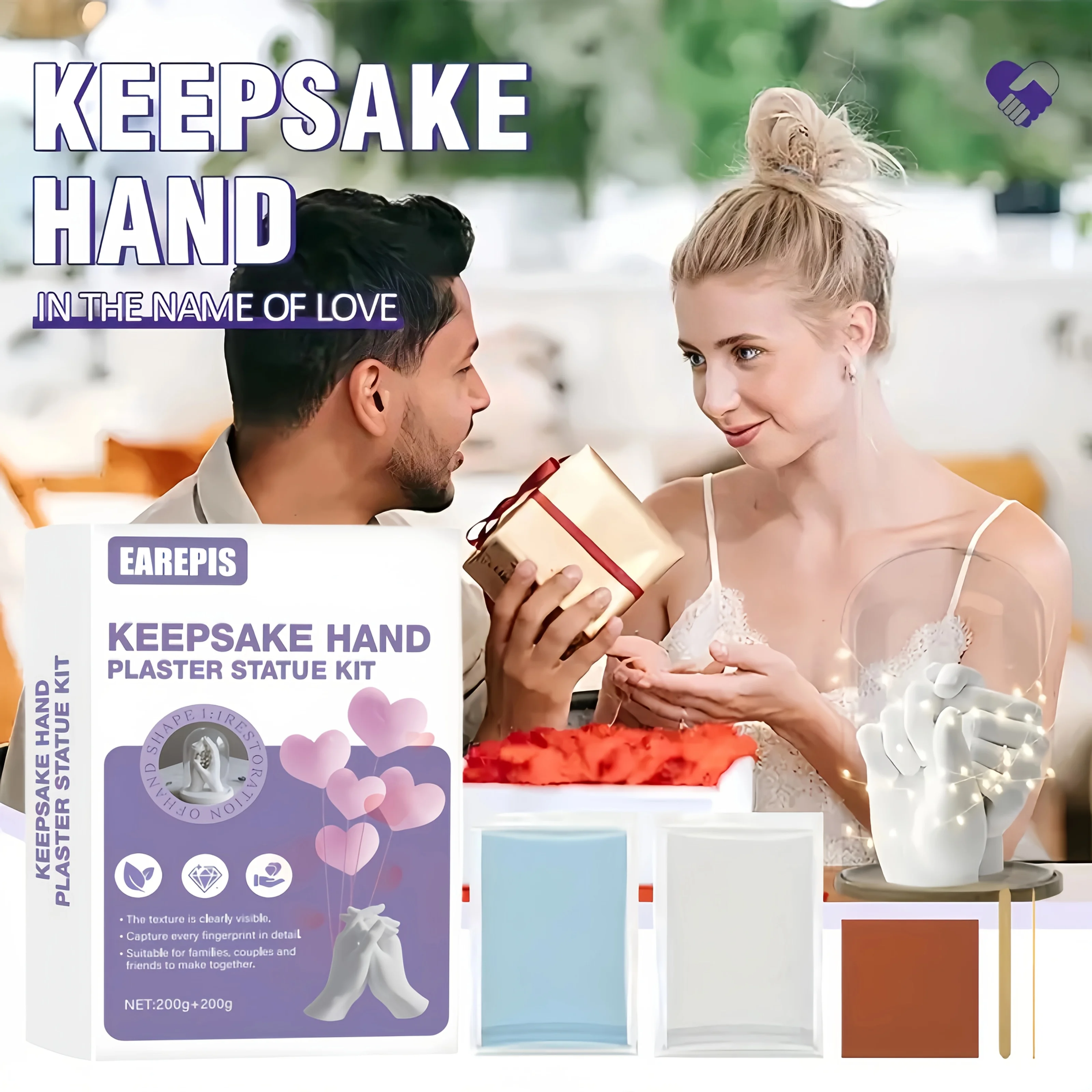 3D Hand Model Souvenir Making Material,DIY Craft Gift Set,Clone Powder Model Powder Set for Anniversary,Valentine'S Day,Keepsake