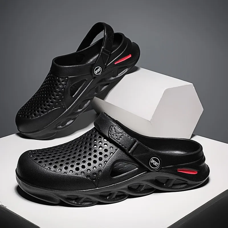 

Новинка 2023 года, дышащие сандалии на плоской подошве, мужские нескользящие пляжные тапочки из ЭВА, мужские летние легкие сабо на мягкой подошве