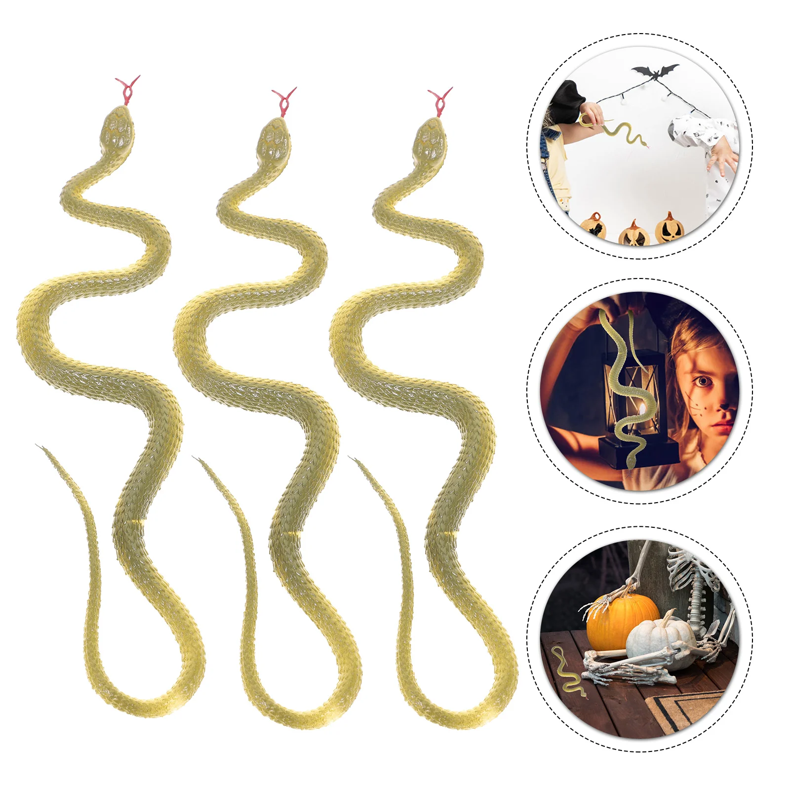 3 Pcs Simulated Soft Rubber Snake Realistic Toy Halloween Looking Trick Snakes That Fake Toys Prank