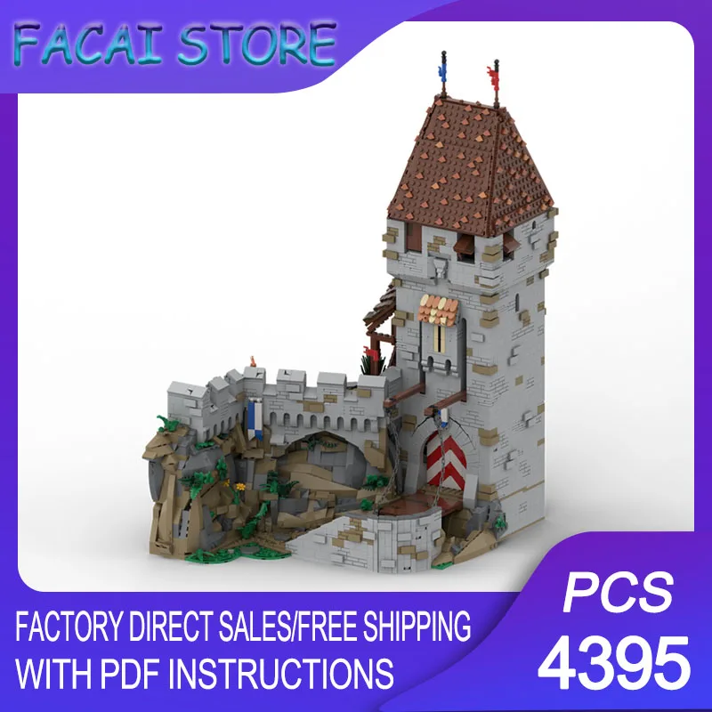 

Конструктор Moc Building Bricks: Модульный Замок, Часть 1 - Главные Ворота и Башня, Технологичные Блоки, Рождественский DIY-набор, Подарки для Сборки Конструкций