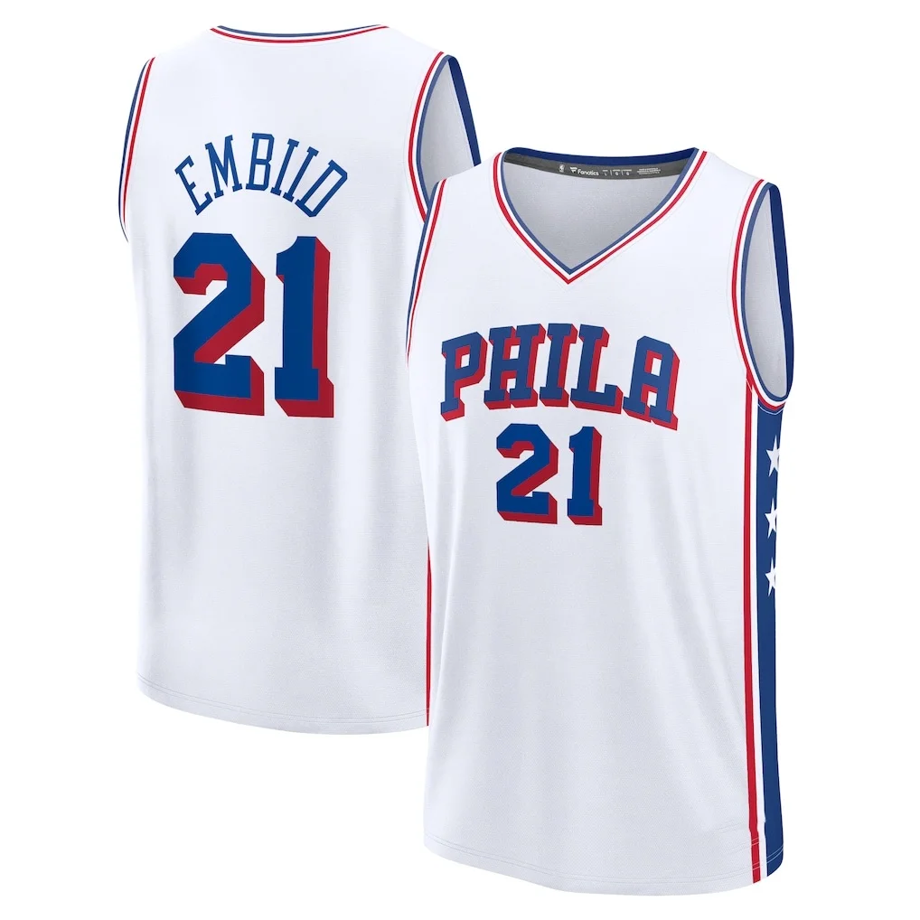 26-27 Herren Philadelphia James Fanatics Royal Fast Break Basketballtrikot Sommer Herren Damen Atmungsaktives Schnelltrocknendes Trikot – Detail 6
