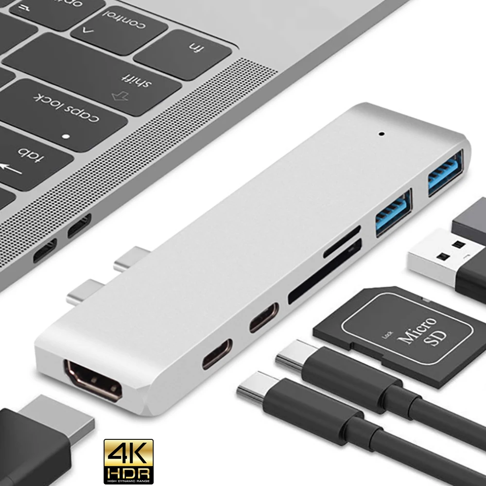 USB 3.1 Type-C Hub for MacBook Pro 14 M3 2023 M2 M1 Adapter to HDMI PD USB-C Card Reader for twin adapter Macbook Air 2018-2022