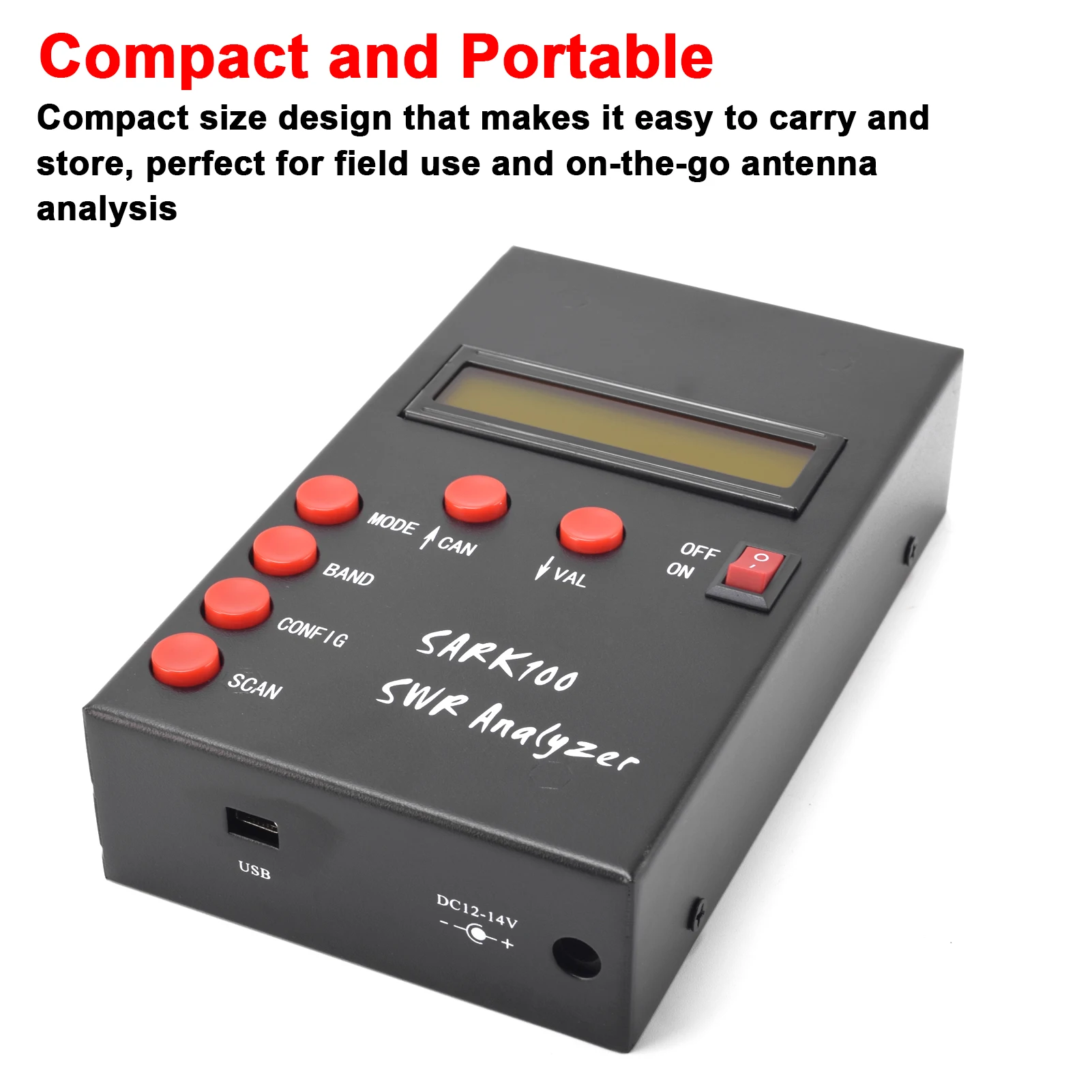 SARK100 High Accurate Antenna Analyzer Meter 1-60MHz Shortwave SWR Antenna Analyzer with 1 to 9.99 SWR Usable Measurement Range