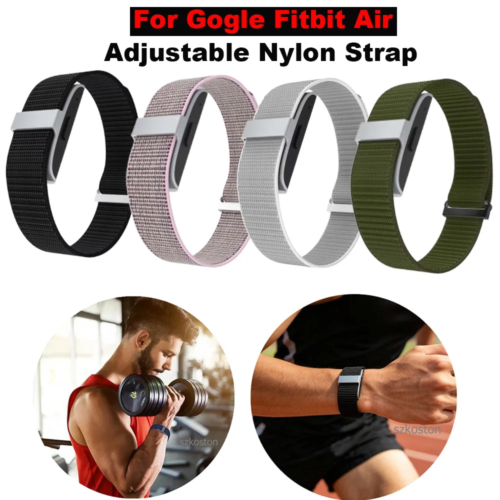 Pulseira de Substituição Ajustável em Nylon para Smartwatch Google Fitbit Air, Respirável, Esportiva, para Monitor de Fitness, 20mm