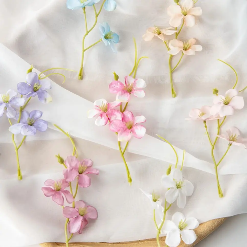 

100Pcs Artificial Flower Silk plum blossom Hot sale Diy gift Box Scrapbook hairpin Christmas Decor festival Home Wedding bouquet