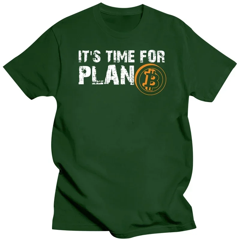 Vintage It\'s Time For Plan B Bitcoin T Shirt Men BTC Crypto Currency Tshirt Cryptocurrency Blockchain Geek Clothes T-Shirts