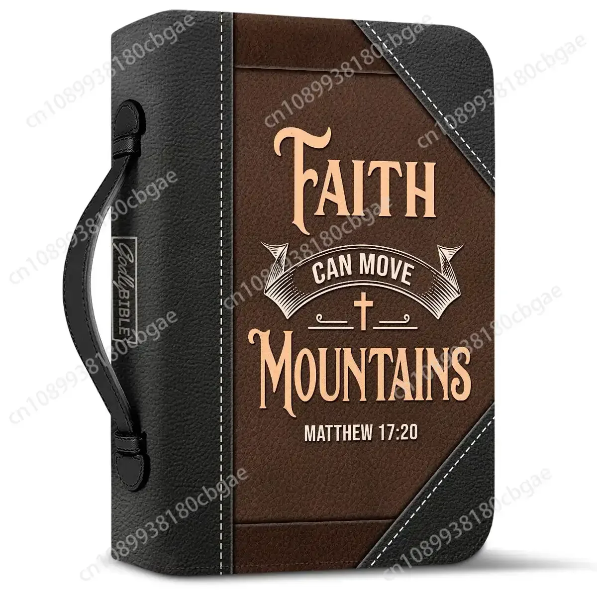 Women's Bible Bags Faith Can Move Mountains Words Design Leather Bible Cover Case Practical Bible Storage Bags Paquete Bíblico