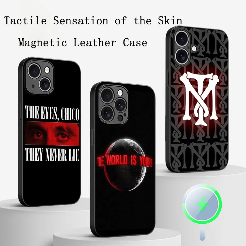 Cool Scar-faces tonny montanas logo Phone Case For iPhone 16 15 14 13 12 11 Plus Pro Max  High-end Luxury Magsafe Sheepskin