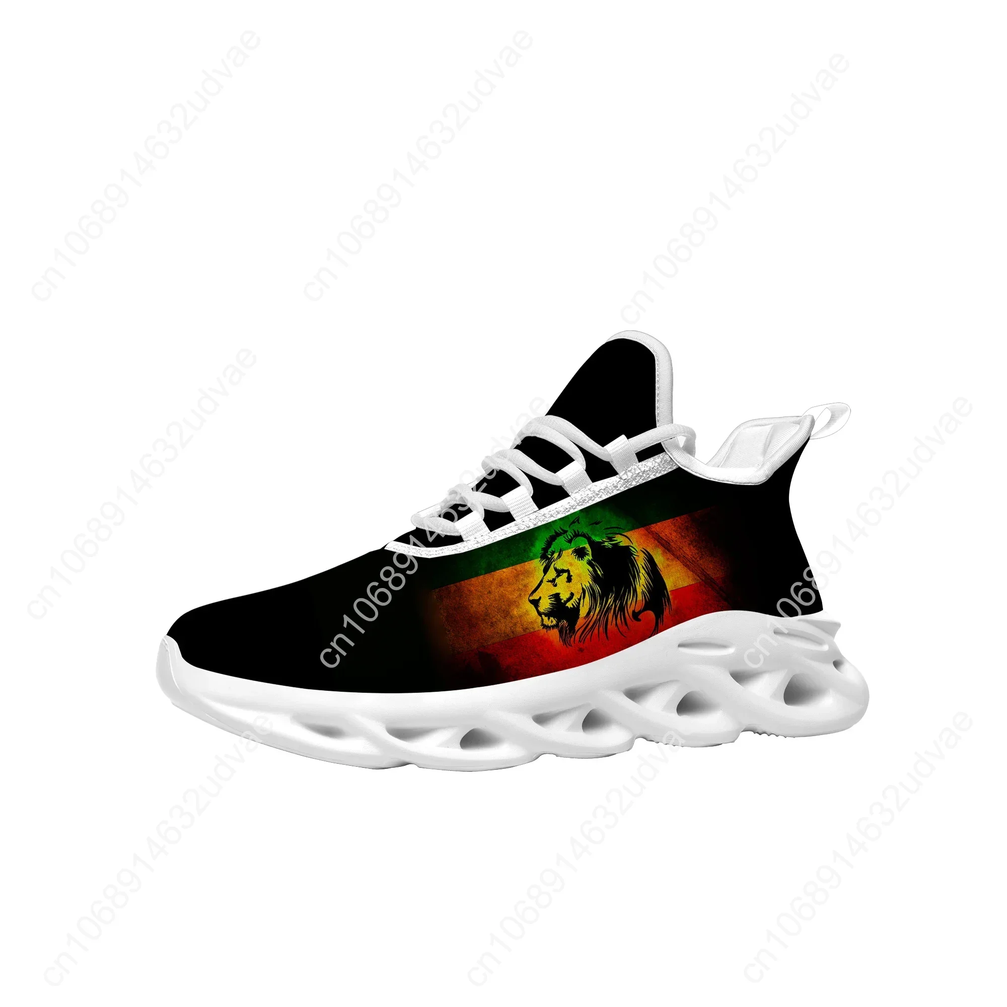 Reggae Rastafari Rasta Rastafari Lion Of Judá zapatillas planas para hombre y mujer, zapatos deportivos para correr, zapatillas hechas a medida