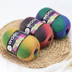 100g Wool Yarn Dye Rainbow Wool Flower Gradient Medium Thick Stick Needle Wool Hand Knitting Hat Coat Scarf Line