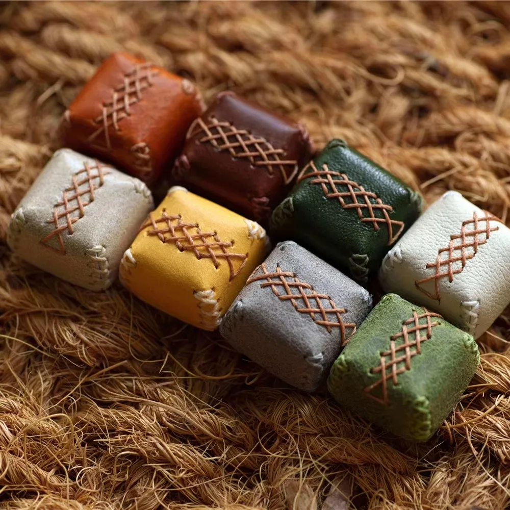 Small Square Keycaps Personalized Custom Original Retro Handmade Leather Keycaps 1pc Keycap E-sports Office Keyboard Accessories