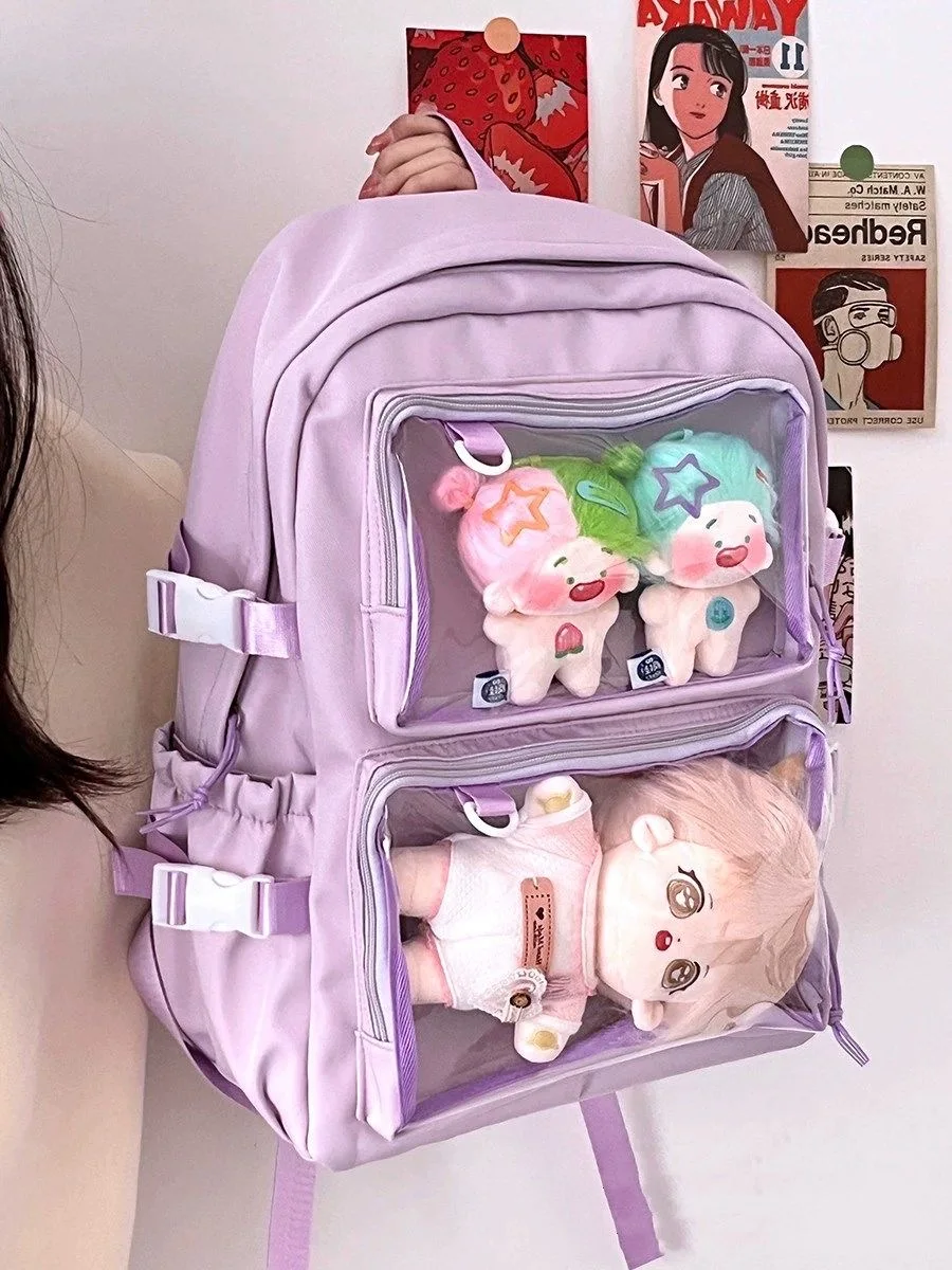 Mochilas escolares japonesas para niñas adolescentes, mochila Itabag con bolsillos transparentes, Kawaii JK, Ita, 2024