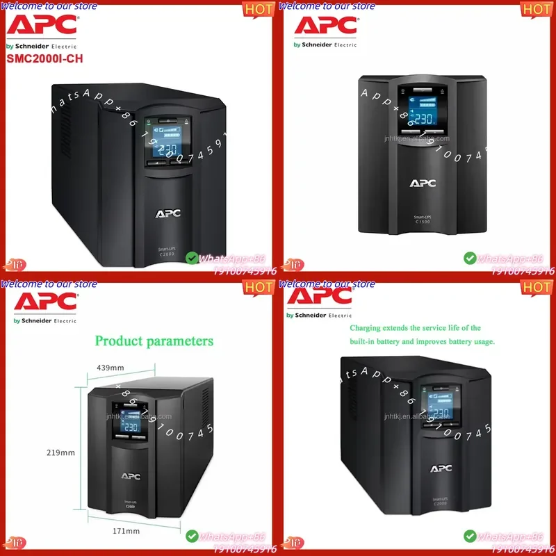 UPS APC SMC2000I-CH 2kVA 1300W con Certificado CE, UPS de Torre APC Smart-UPS con Comunicación USB y Serial, Sistema de Alimentación Ininterrumpida