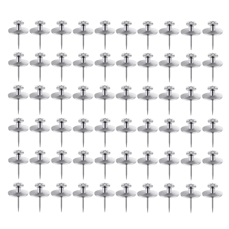 Confezione da 60 chiodi per appendere quadri in argento a doppia testa, chiodi per quadri, puntine per arazzi, perni da parete per appendere