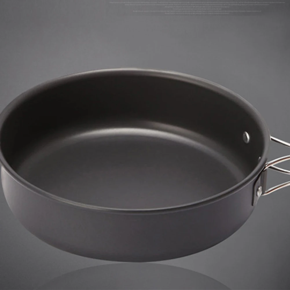 

Outdoor Pan Frying Pan Portable Camping Pot Picnic Frying Pan Outdoor Cooking Ware Cooking Tools for Family (Black)