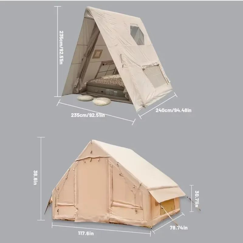 Triangle Inflatable Camping Tent Easy Setup 4 Season 2 Persons Windproof Outdoor Tent Portable House Hiking Fishing