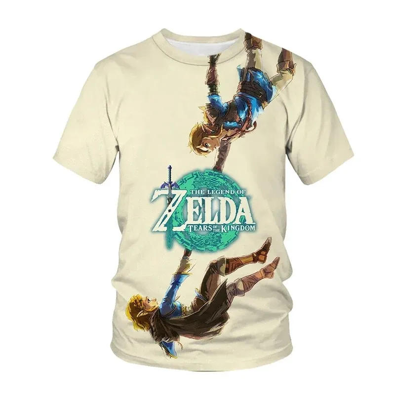 Kids Caual Zelda 3D Cartoon Game Print Summer Short Sleeved O-neck Pullover T-shirts 2-13 Years Boys Girls Leisure Top Clothes