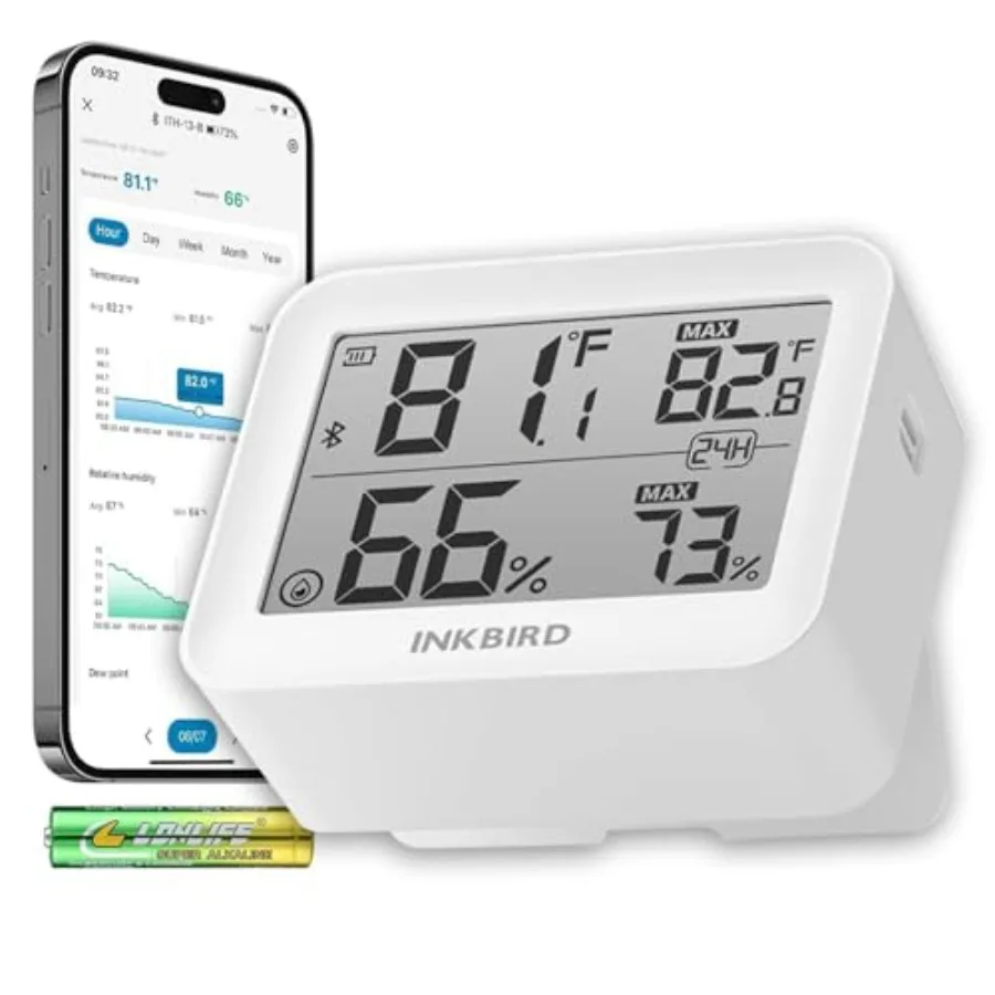 

Temperature Hygrometer Monitor, Hygrometer Thermometer, Remote APP Control Greenhouse Accessories Room Temperature Monitor, Roo