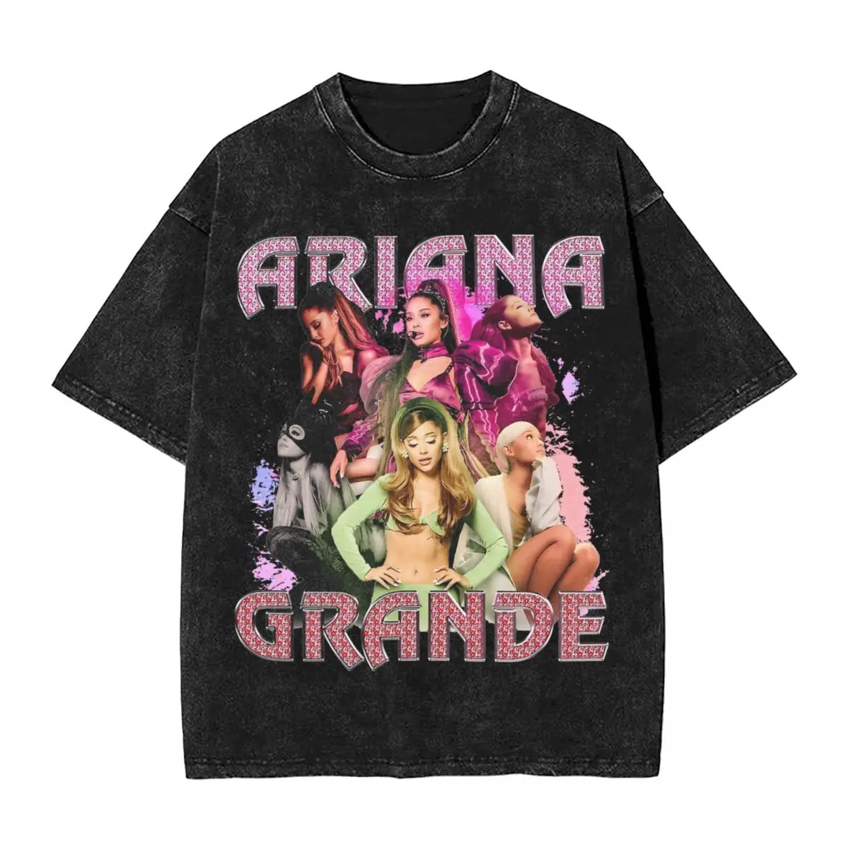 Washed T Shirt Ariana Grandes Hip Hop Retro T-Shirts Street Streetwear Short Sleeve Summer Tops Tops Tees Men Women