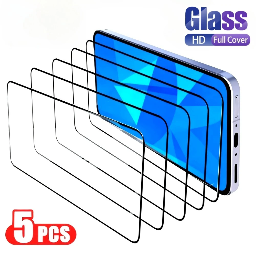 

5 шт. полное покрытие из закаленного стекла для Samsung Galaxy A56 A55 A36 A26 A17 A07 Защитная пленка для экрана Samsung A15 A16 A25 A33 A53