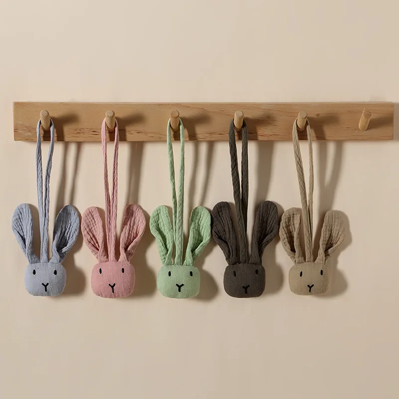 Cotton Rabbit Head Baby Pacifier Clip Chain Pendant Newborn Nipple Holder Clips Baby Stroller Teething Toy Dummy Soother Pendant