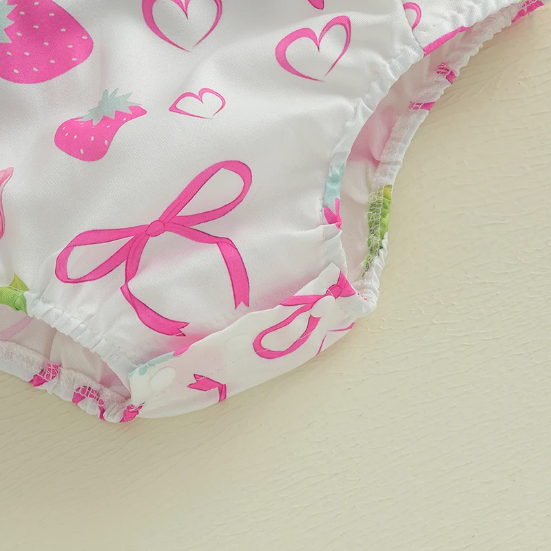 طفل رضيع فتاة الفراولة رومبير 3D القوس وهمية قطعتين قصيرة الأكمام ارتداءها مع عقال 2 قطعة الزي الصيفي