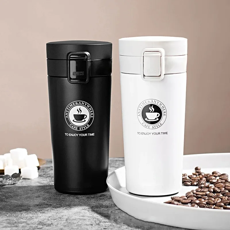 380ml Stainless Steel Thermos Coffee Cup Bounce Vacuum Cup Double Layer Tea Mug Drinking Cup Water Cup Office Business Cup