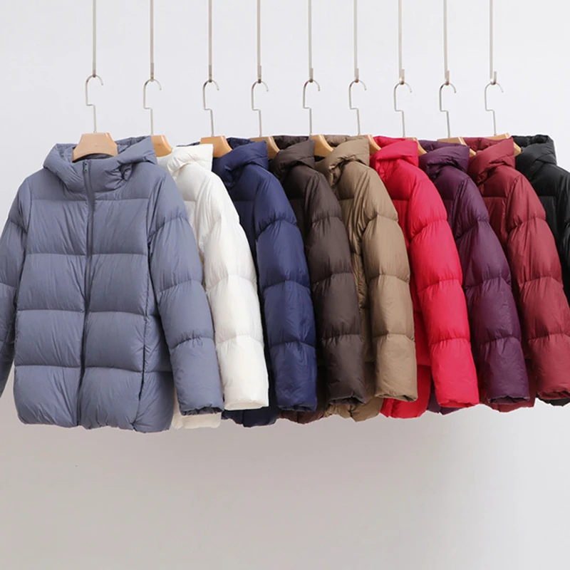 9 Colors Women Hooded Ultralight Down Jacket 2022 New Arrival Female Fashion Korean Casual Loose Winter Warm Outwear Coats