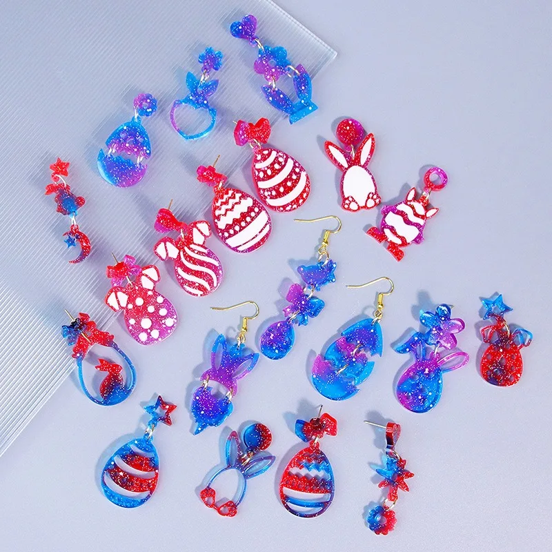 SNASAN Silicone Mold For Easter Egg with Hollowed-Out Bunny, DIY Earrings and Pendant Making Craft Supplies - view 4