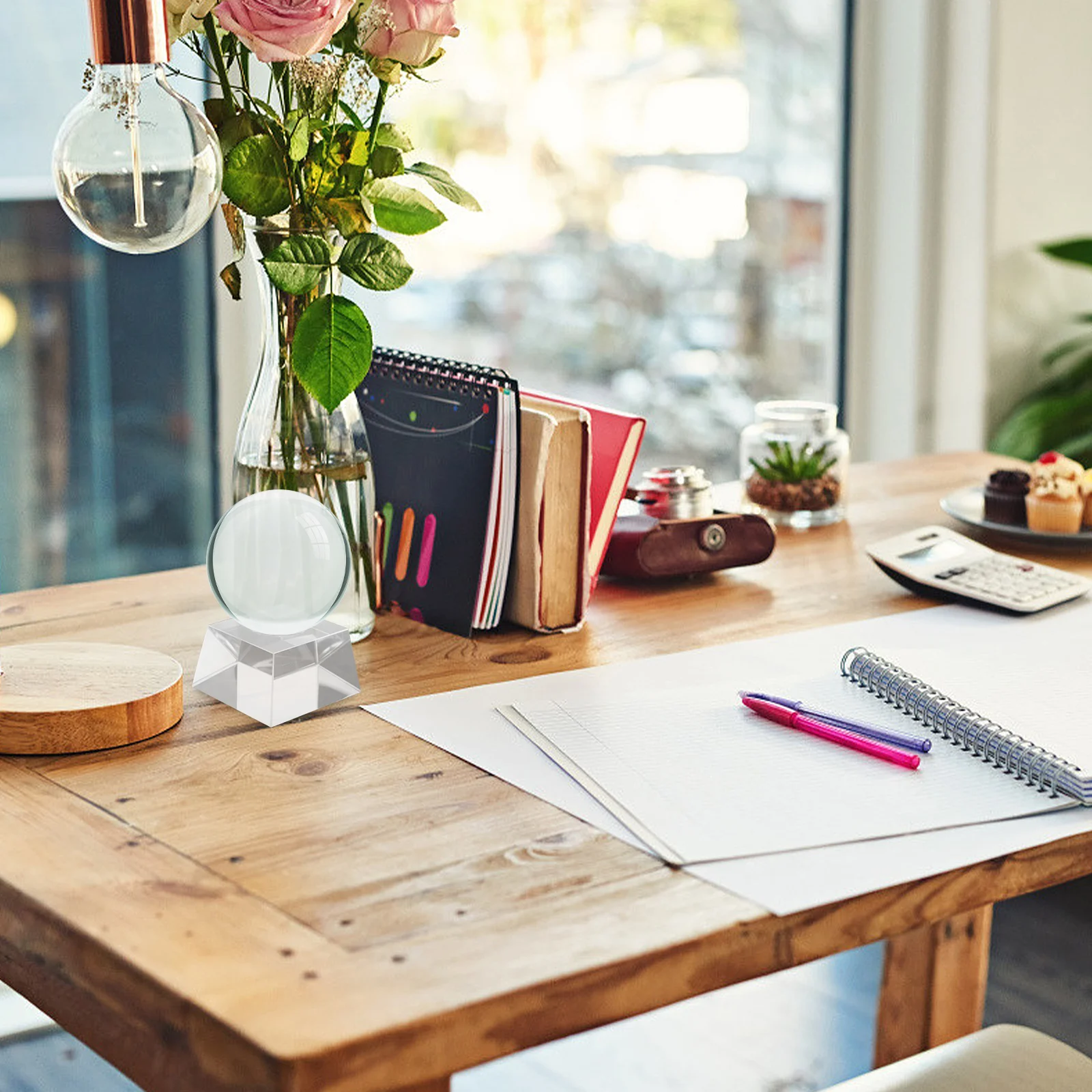 

Crystal-Ball Pedestal Display Stand for Glass-Ball and Crystal Ornaments Decorative Base for Living Room Bedroom Party Events