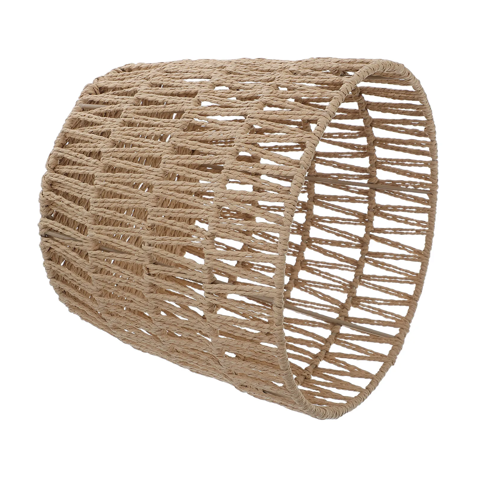 

Paper Rope Round Woven Trash Basket Iron Frame Storage Organizer for Home Office Bedroom Dorm Paper Rope Woven Basket