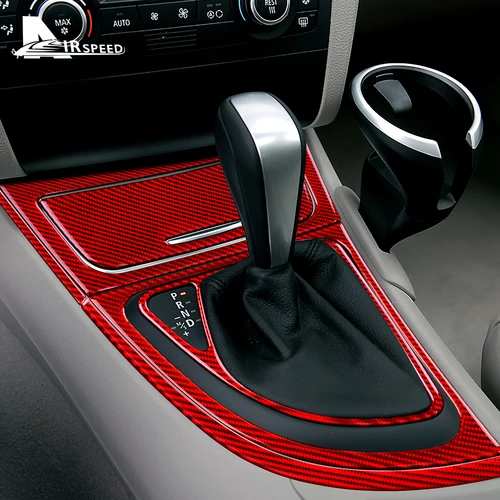 Imagen 2 del producto Para BMW Serie 1 E82 E88 2008-2013 accesorios de fibra de carbono Panel de cambio de marchas de coche tira lateral caja de almacenamiento pegatina de marco