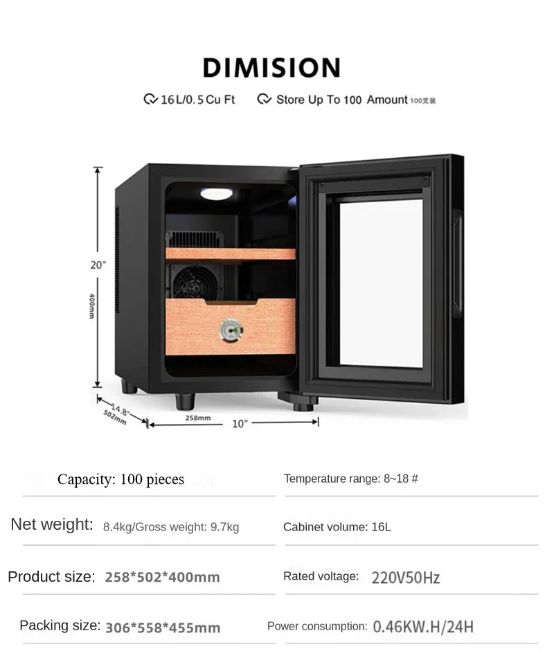 multifunctional constant temperature humidifying cigar semiconductor air-cooled single temperature display cabinet