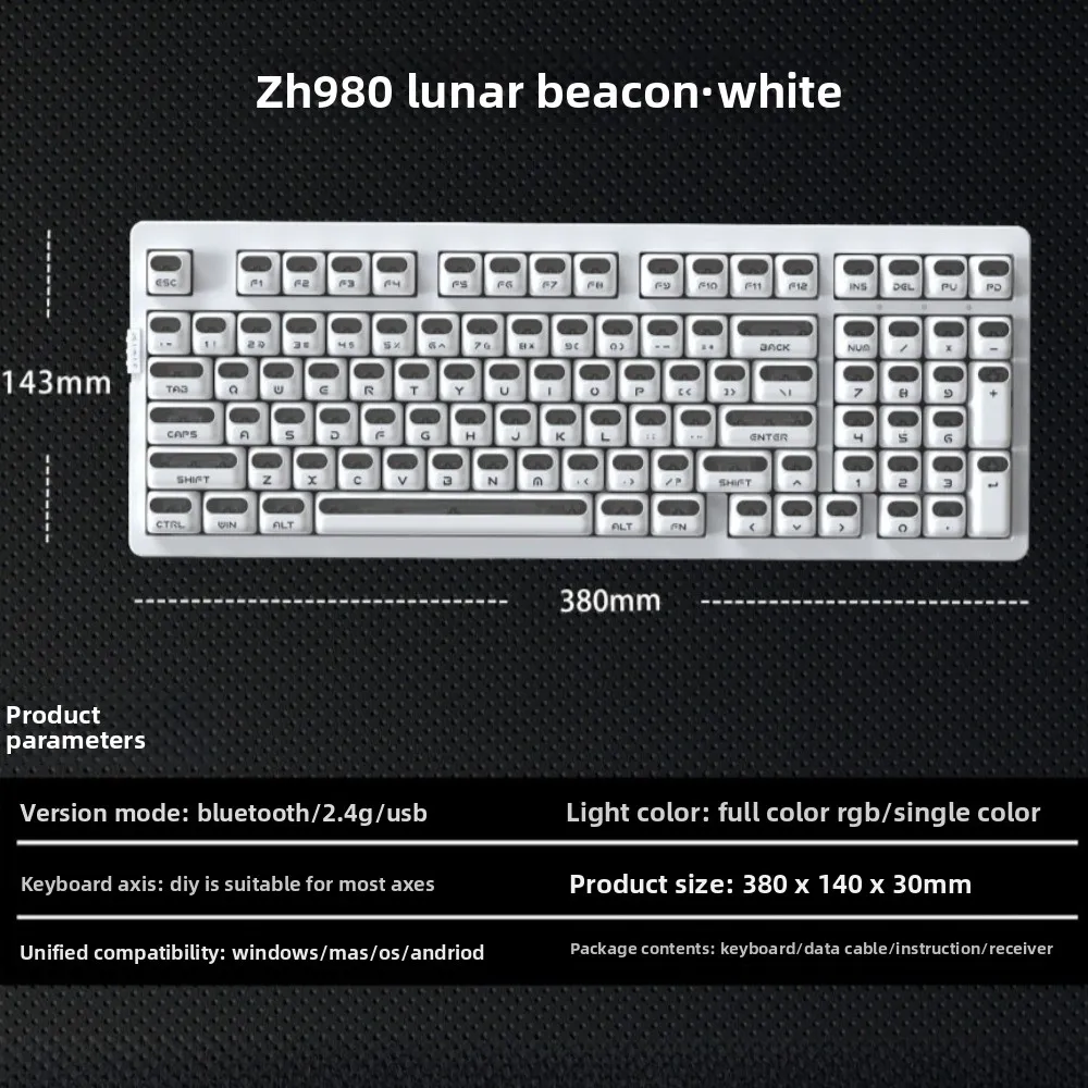 ZuoHe ZH980 Astronaut Series GB Mechanical Keyboard XDA Profile Tri-Mode Wireless Gasket Hot Swap 6000mAh Gaming Accessories