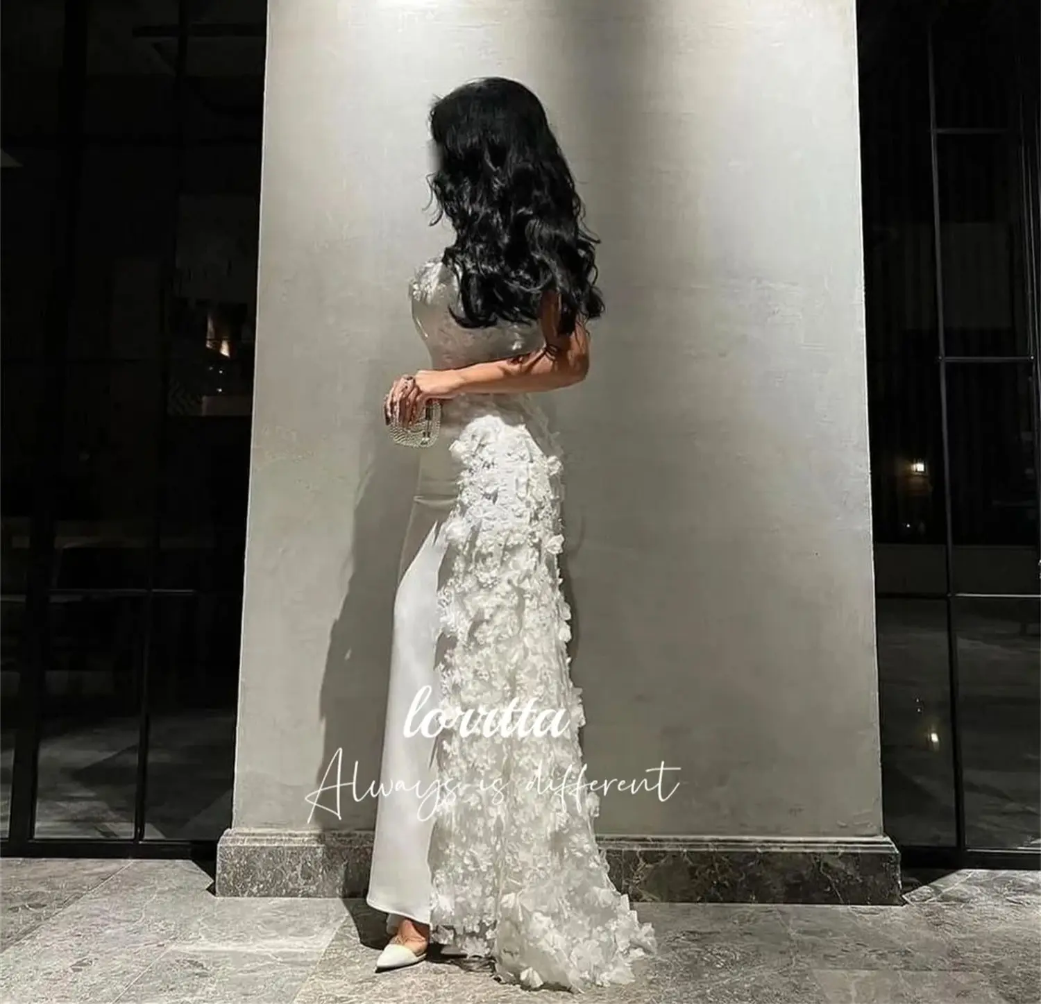 Grace White Floral Fabric Mermaid Evening Dress Party Prom DressesCustomized Robe De Soiree Femmes Elegant Woman Wedding Long