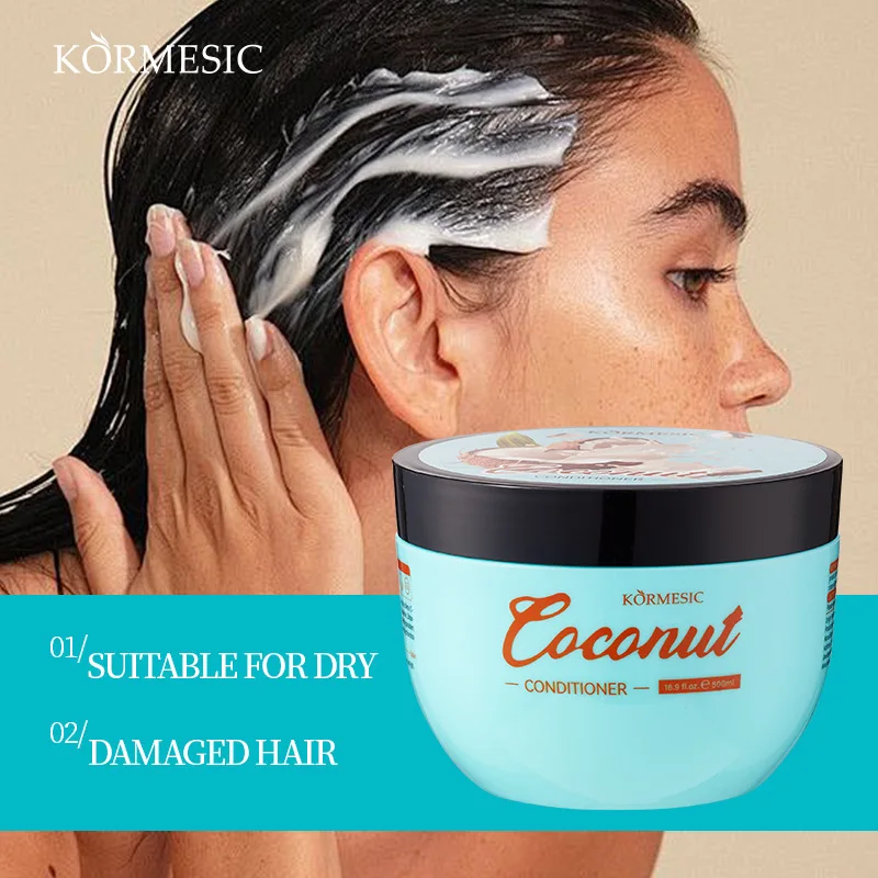 

500ml Coconut Smoothing Conditioner for Hair Essential Oil Veganic Repair Hairs Damage Smooth Nourish Care