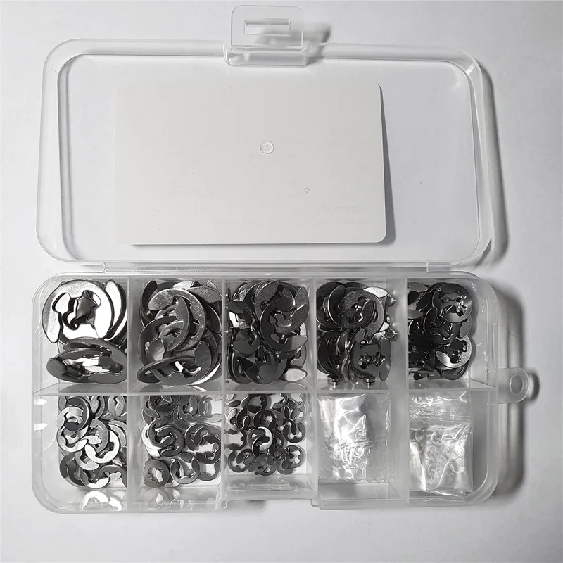 200 PCS 304 Stainless Steel E Clip Washer Assortment Kit Circlip Retaining Ring for Shaft Fastener M1.5-M10