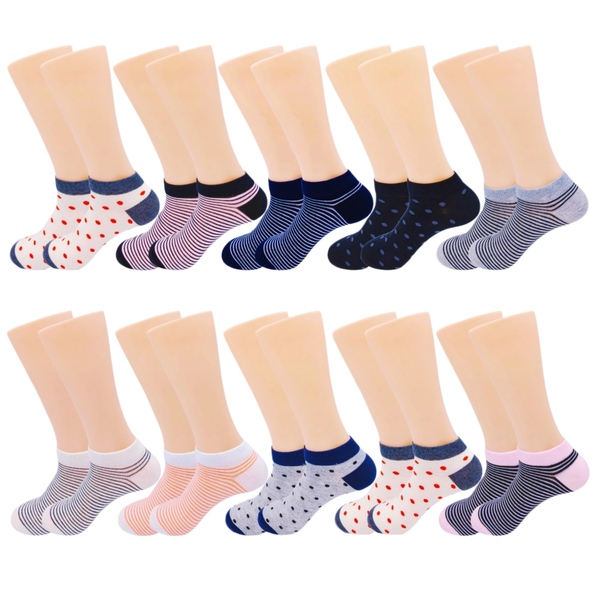 

Ten Pairs of Multi-Color Stripe Dot Socks