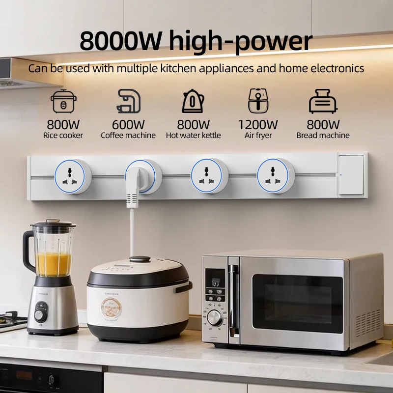 Brazil/Russian/Israel/Italy Track Socket 8000W Wall Power Socket With Switch FR EU US UK Standard Movable Adapter Plug with USB view 3
