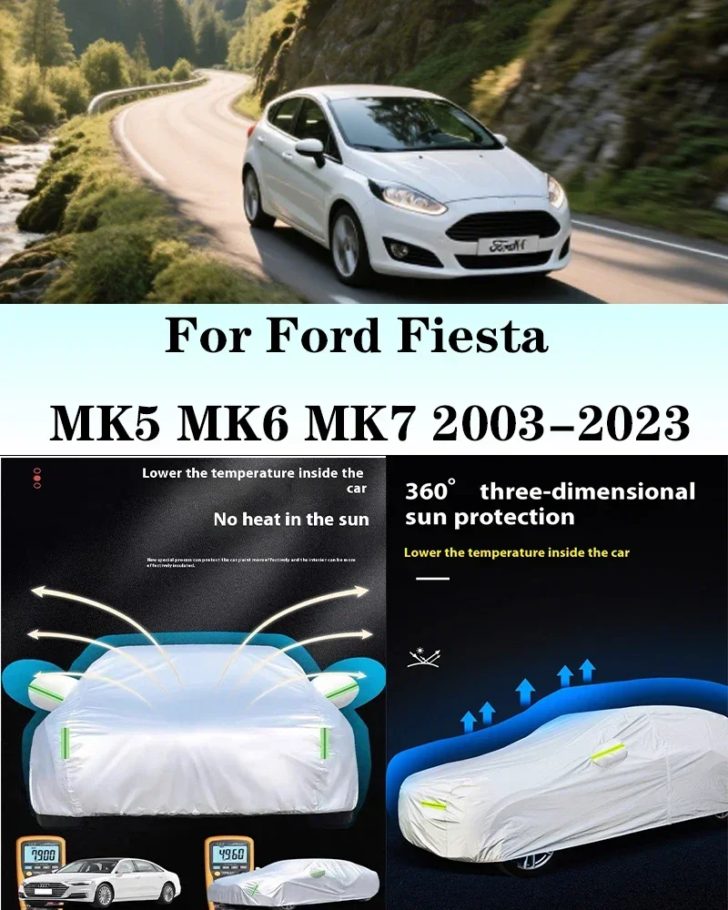 

Full Car Cover For Ford Fiesta MK5 MK6 MK7 2003-2023 Car Cover Outdoor Sun Shade Rain Snow Dust Frost Resistant Anti-UV Cover